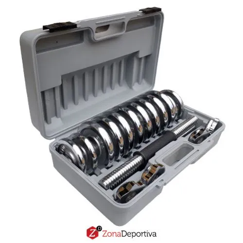 Set Maleta De Mancuernas Cromadas 15kg Covertec