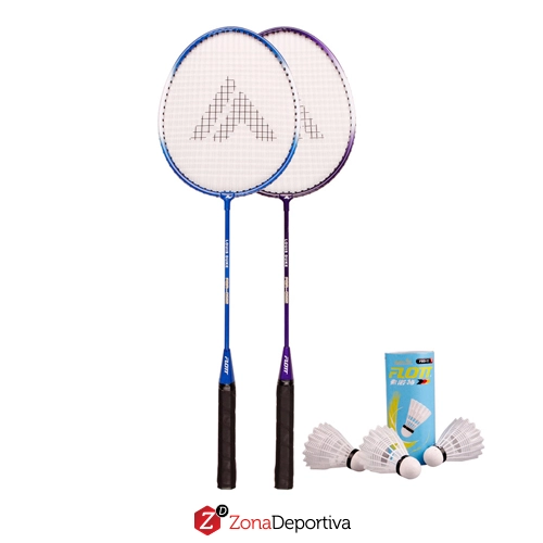 Set badminton 2 raquetas 3 plumas Flott
